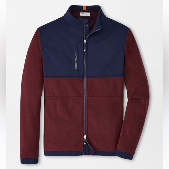 Peter Millar Other - Peter Millar men’s thermal block full zip jacket maroon blue size M